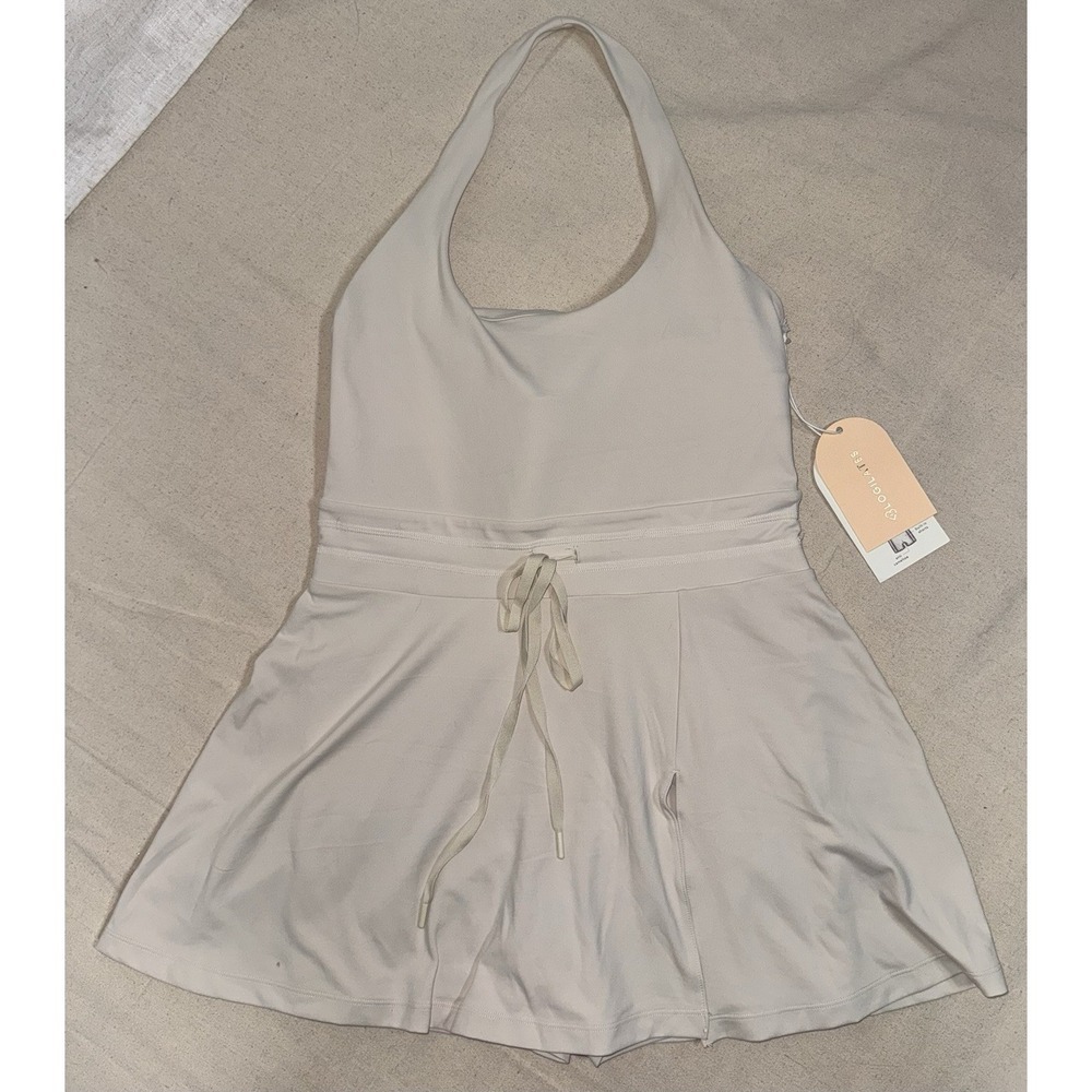 NWT Blogilates Women's Game Set Match Halter‎ Active Dress Sz Medium M Cream